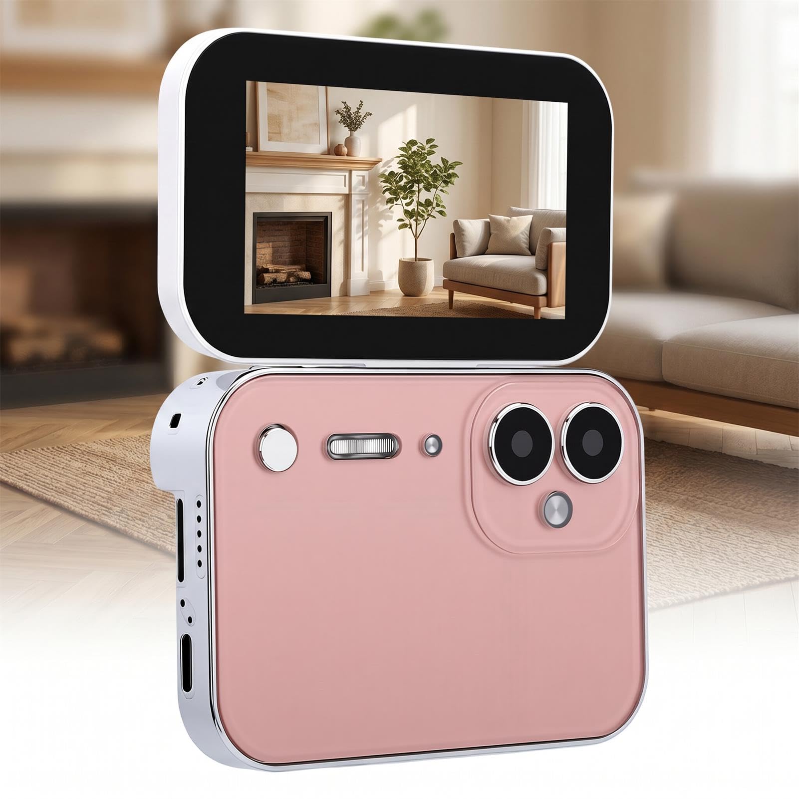 Tangxi Digitale Musikkamera 64 MP, 4K-Video-Flip-Touchscreen (PINK) | Konstruktion aus Zinklegierung, 3-Zoll-HD-Bildschirm, 180-Grad-Drehung, 3600-mAh-Akku, OTG-Sharing, 128-GB-Unterstützung