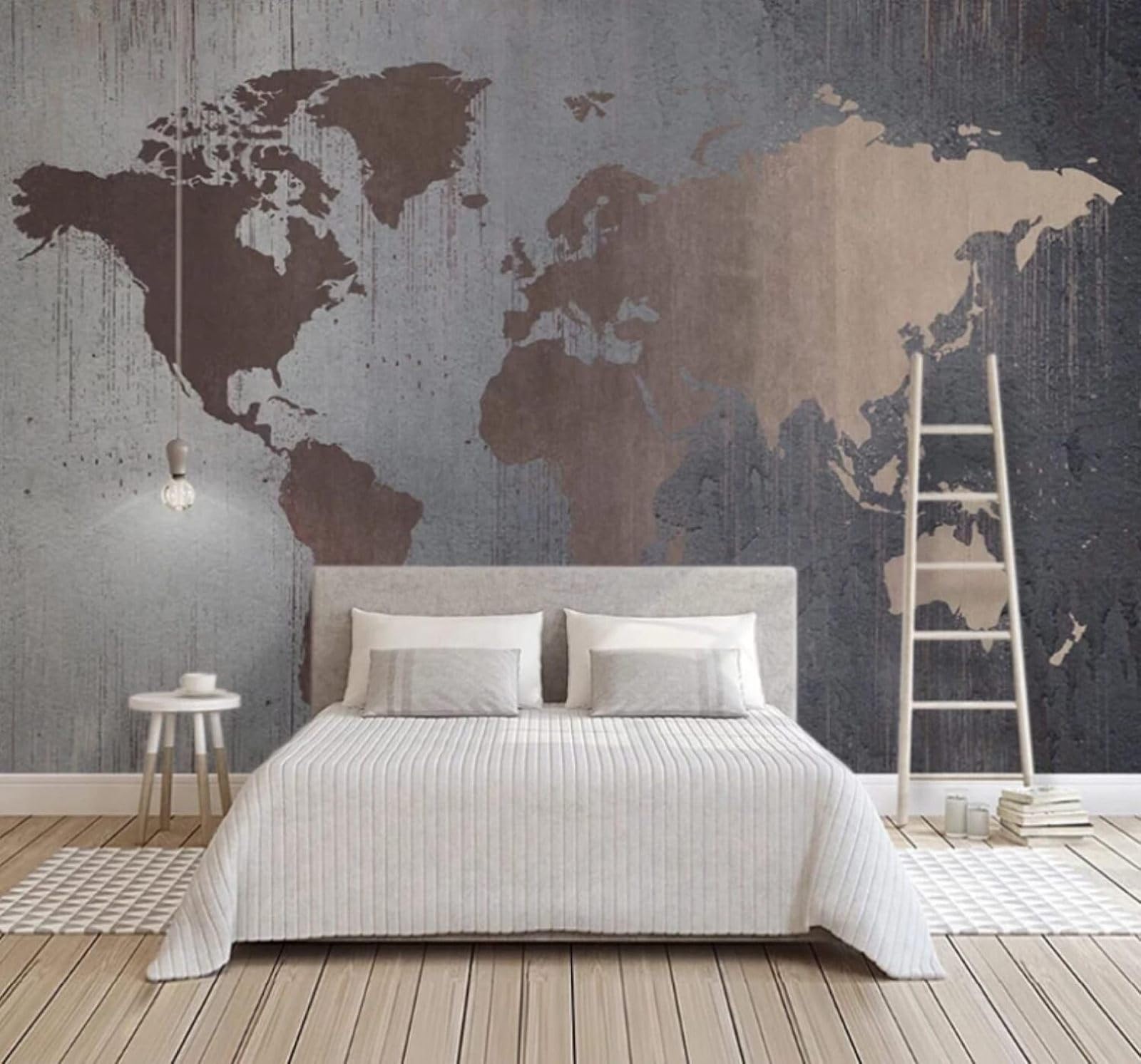 XLMING Retro Abstract World Map Art Personalised 3D Wallpaper Luxury Silk Study Dining Feature Sofa Grey Bedroom Living Room Tv Decorative Wall-350cm×256cm