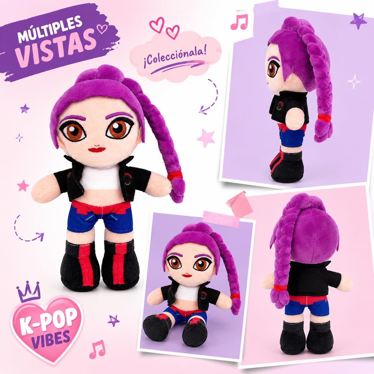 Grupo Moya - Peluche K-Pop Music 20 cm, Muñeca de Tela Suave, Muñeco Decorativo de Poliéster, Regalo para Fans de la Música Coreana, Peluche Coleccionable. (Lila)