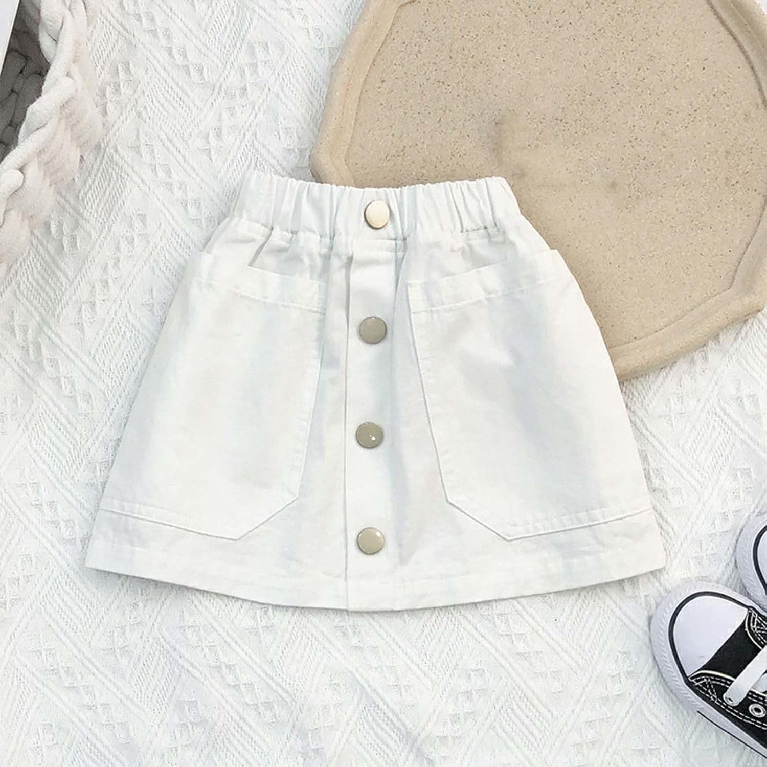 Girls Denim Skirts Casual Summer A Line Jean Skirt with Pocket, Short Jean Skirts for Kids Cute Bottoms