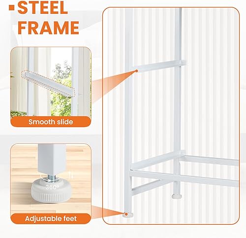Miniatura 6 de Sweetcrispy Mesa auxiliar con 2 cajones para dormitorio, mesita de noche pequeña, muebles organizadores de almacenamiento, armario de tela, parte