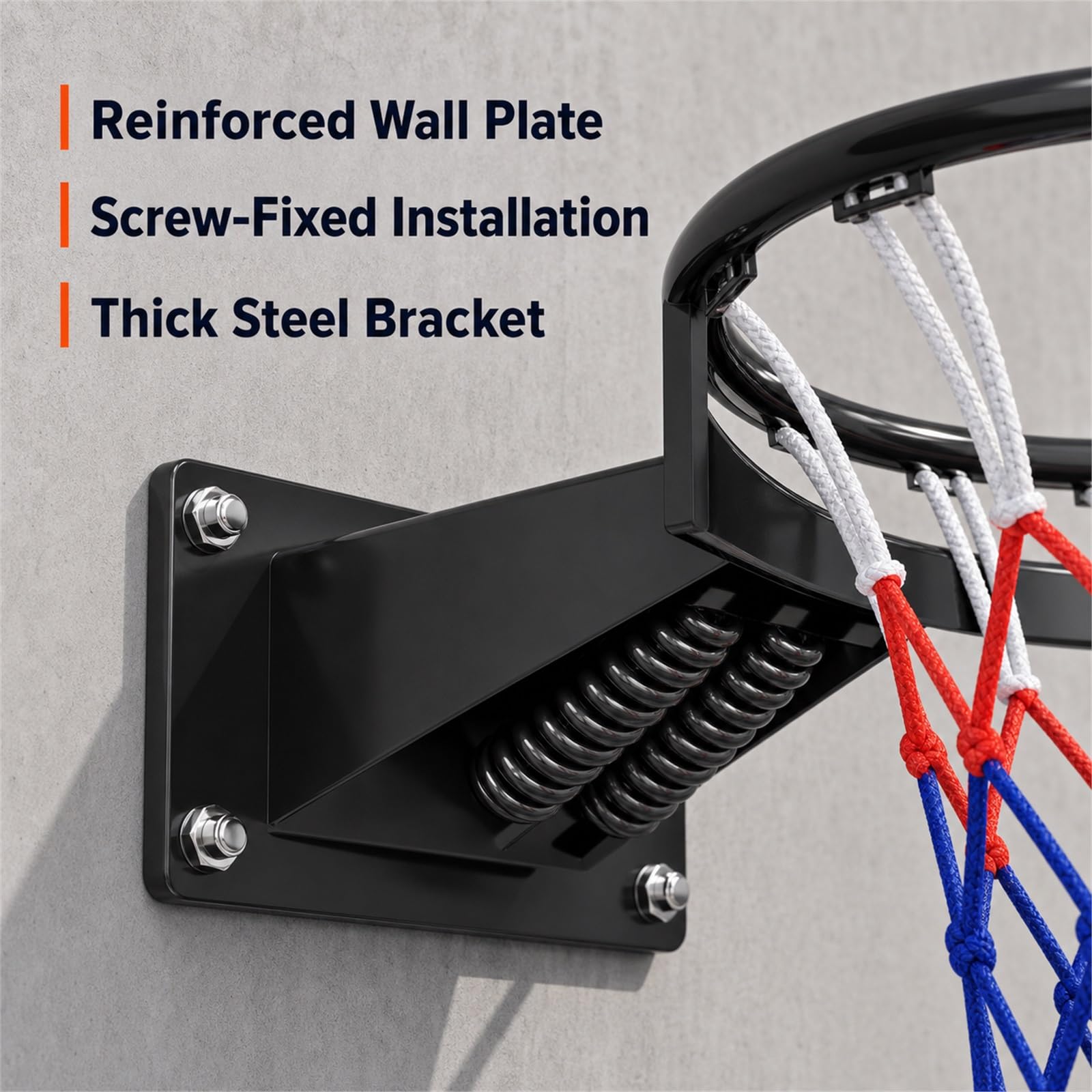 Aro De Baloncesto Montado En La Pared,Canasta De Baloncesto para Montar En La Pared,Resistente A La Intemperie,FáCil De Instalar,para JardíN,Garaje,Escuela Y Campo Deportivo
