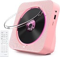 KOVCDVI CD Lejátszó Bluetooth 5.1 Rádióval, 5W Dupla Hangszóró, Távirányító, USB/SD Kártya Lejátszás, FM Rádió - Rózsaszín 1