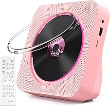 CD Player Bluetooth 5.1 CD Player with Speaker Playback Light 5w Remote Control Dust Cover Sample Headphones FM Radio USB/SD Card/AUX Playback Pink