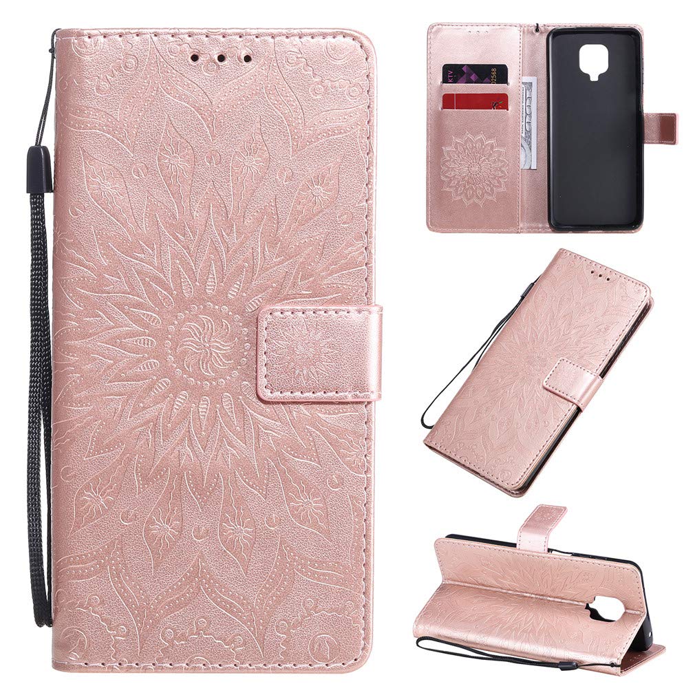 Custodia A Libro In PU Pelle Per Xiaomi Redmi Note 9S/9 Pro, Con Portafoglio E Supporto, Disegno Lupo E Meteora - 4
