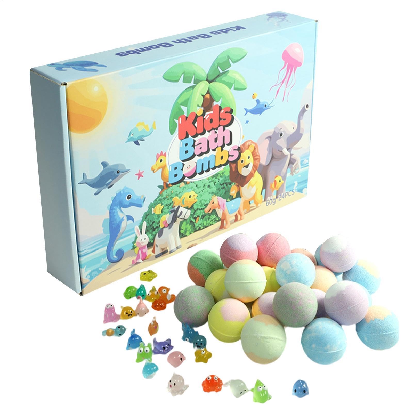 Palle Da Bagno Forniture Per Spa Con Bolla Animale All'Interno | 24 Pezzi Di Palline Da Bagno Al Sale Profumate Per Bambini Per uso domestico asilo vasca feste compleanno ragazzi e ragazze