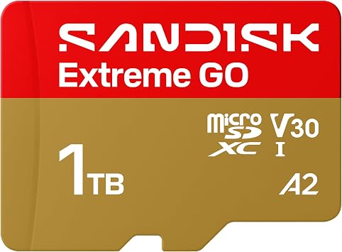 SANDISK 1TB Extreme GO UHS-I microSDXC Card - 5K & 4K UHD Video, 240MB/s Reading, 160MB/s Write, A2, U3, V30, High Speed for Android, Action Camera and Games