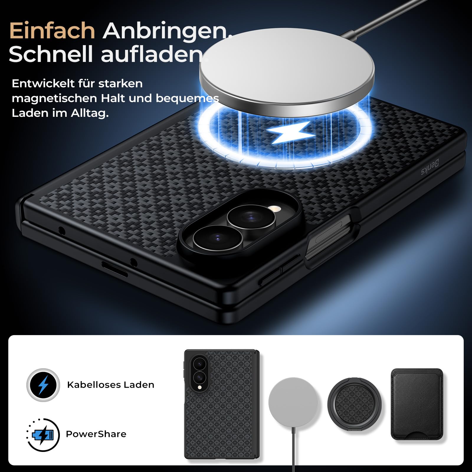 BENKS ArmorGrid Pro für Samsung Galaxy Z Fold 8 Hülle für MagSafe | Stoßfeste Kevlar-TPU Schutzhülle, Militärischer Fallschutz, Scharnierschutz, Starke Magnetkraft und Sicherer Halt