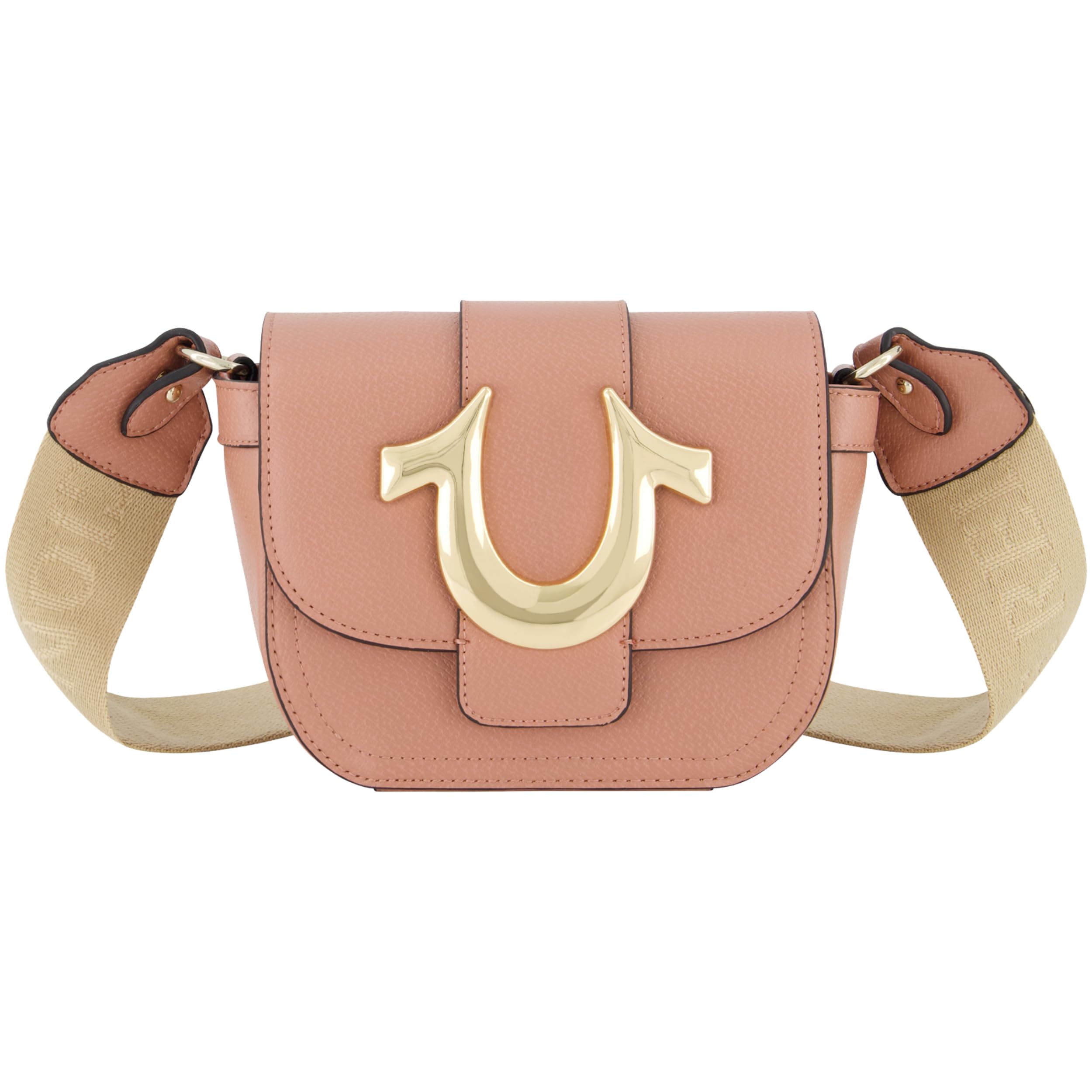 True Religion Women's Crossbody Bag, Mini Flap Adjustable Shoulder Handbag with Horseshoe Logo, Berry