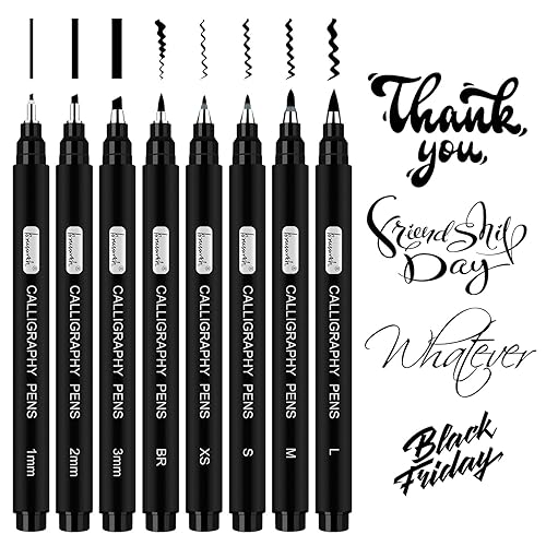 Calligraphy Pens,8 Size Calligraphy Pens for Writing,Brush Pens Calligraphy Set