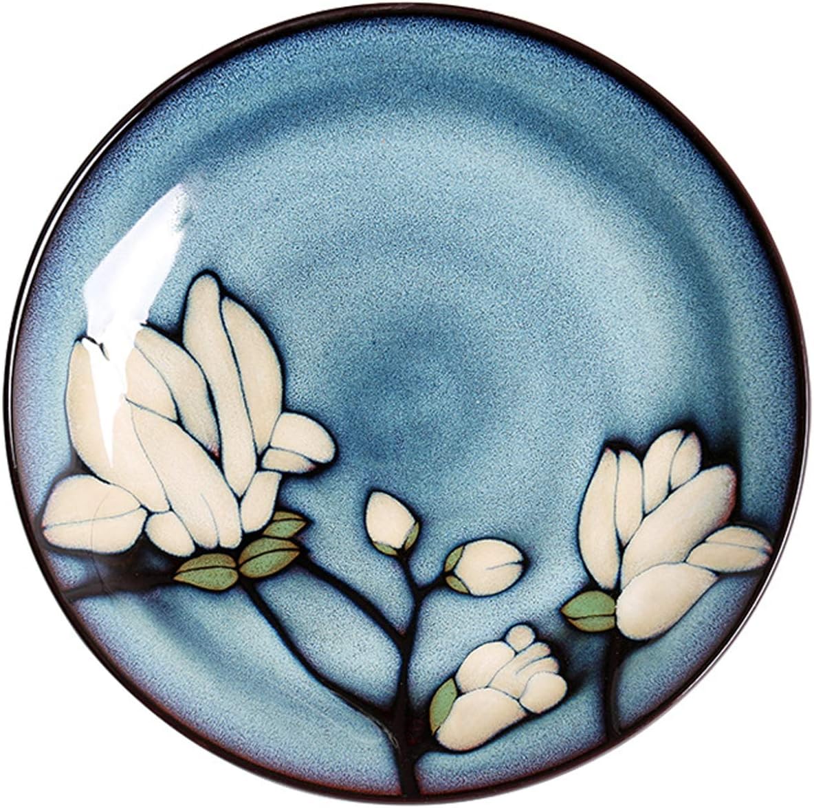 SHINING Blue Creative Hand Painting Porcelain Dinnerware Tableware Dinner Service Set Saqure Plate Deep Plate Bowl For Wedding Birthday Christmas Gift (8" Deep Plate)