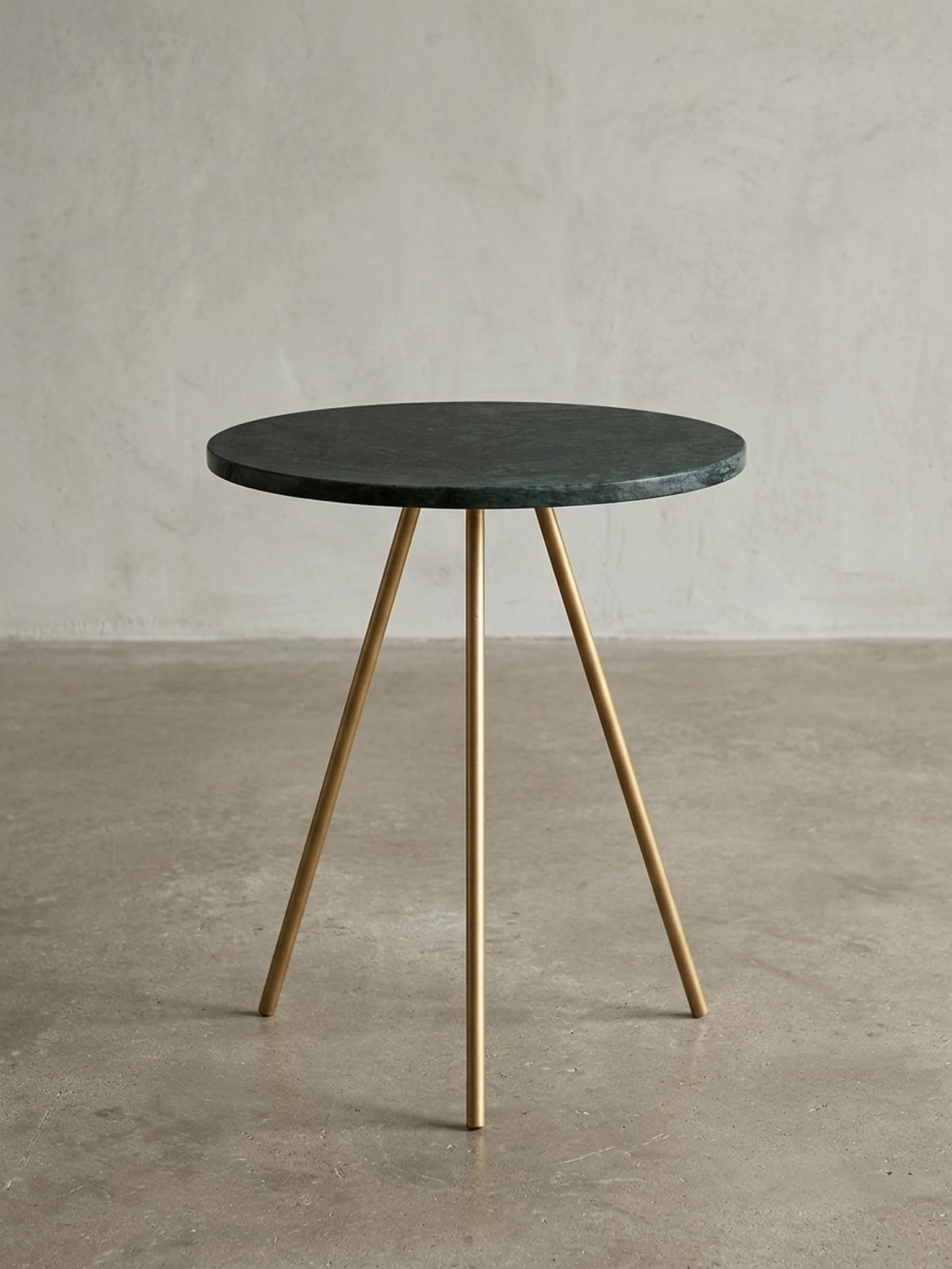 Tavolino da salotto rotondo marmo naturale Ø 38 cm, treppiede, verde oro