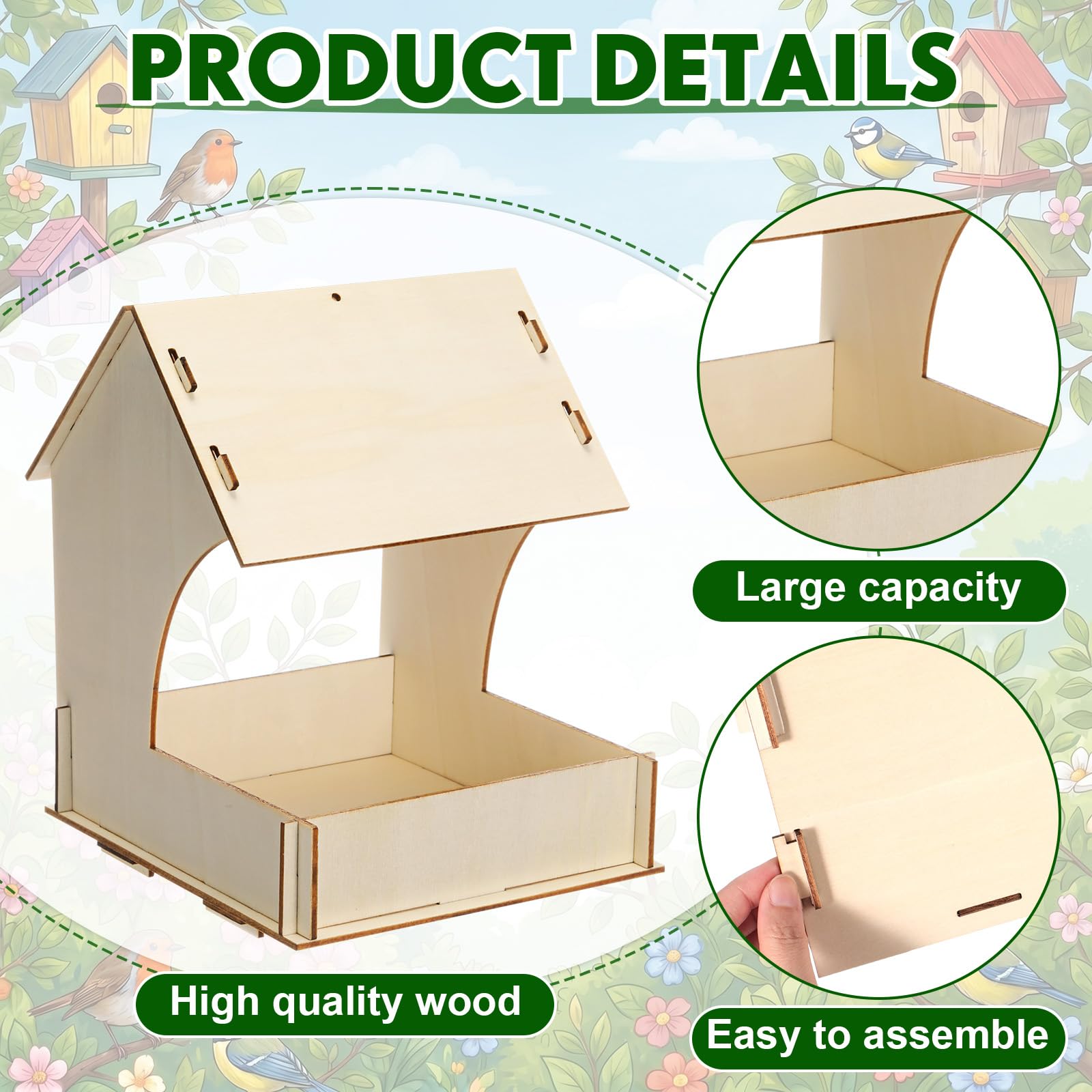 DoubleFill Confezione da 20 kit di mangiatoie per uccelli in legno, kit fai da te, costruisci e dipingi il tuo mestiere per adulti, casetta per uccelli incompiuta in legno per arte educativa