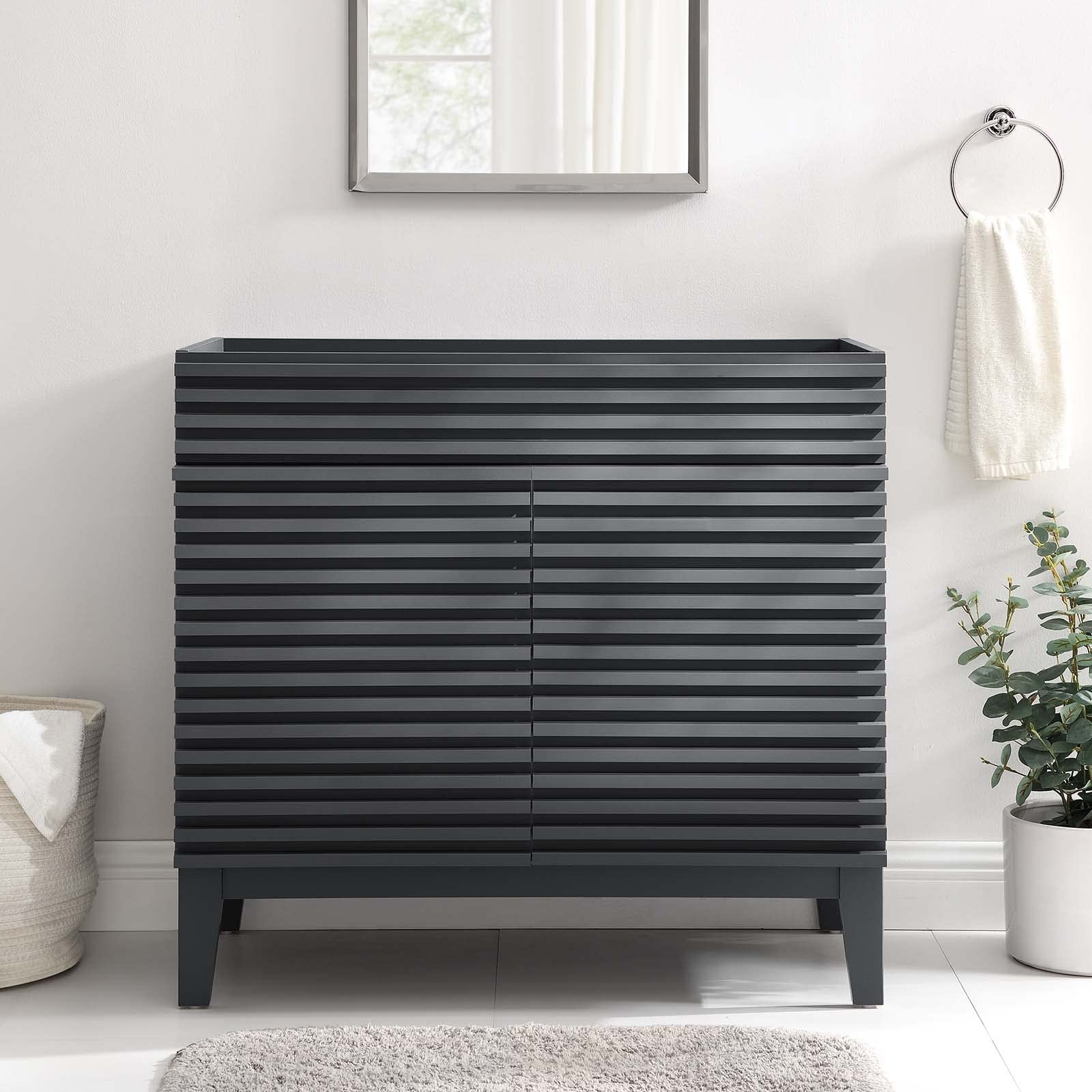 Modway Render 36" Bathroom Vanity Cabinet in Gray - Sink Basin Included