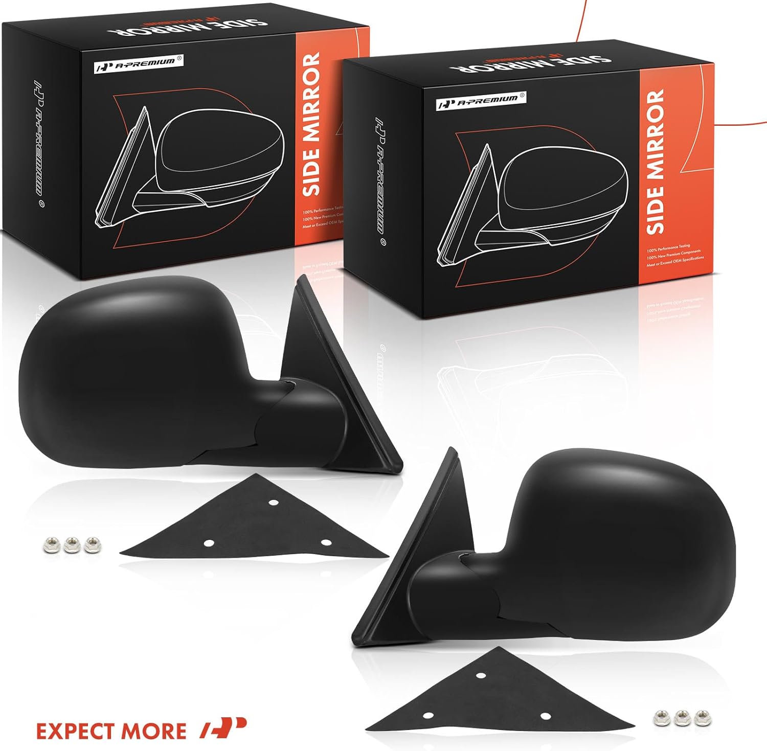 A-Premium Pair (2) Driver and Passenger Manual Door Mirror - Compatible with Chevy Blazer, S10 & GMC Jimmy, Sonoma & Isuzu Hombre - Non-Heated Manual Folding Black Outside Rear View Mirror