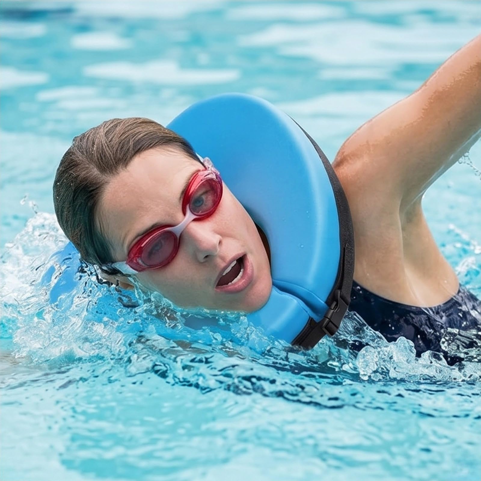 Collar de natación para adultos, no inflable, 31-37 cm, neopreno, soporte para el cuello de natación para natación aeróbicos acuáticos rehabilitación