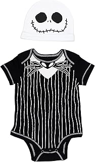 Disney Nightmare Before Christmas Jack Skellington Newborn Baby Boys Cosplay Bodysuit and Hat 6-9 Months