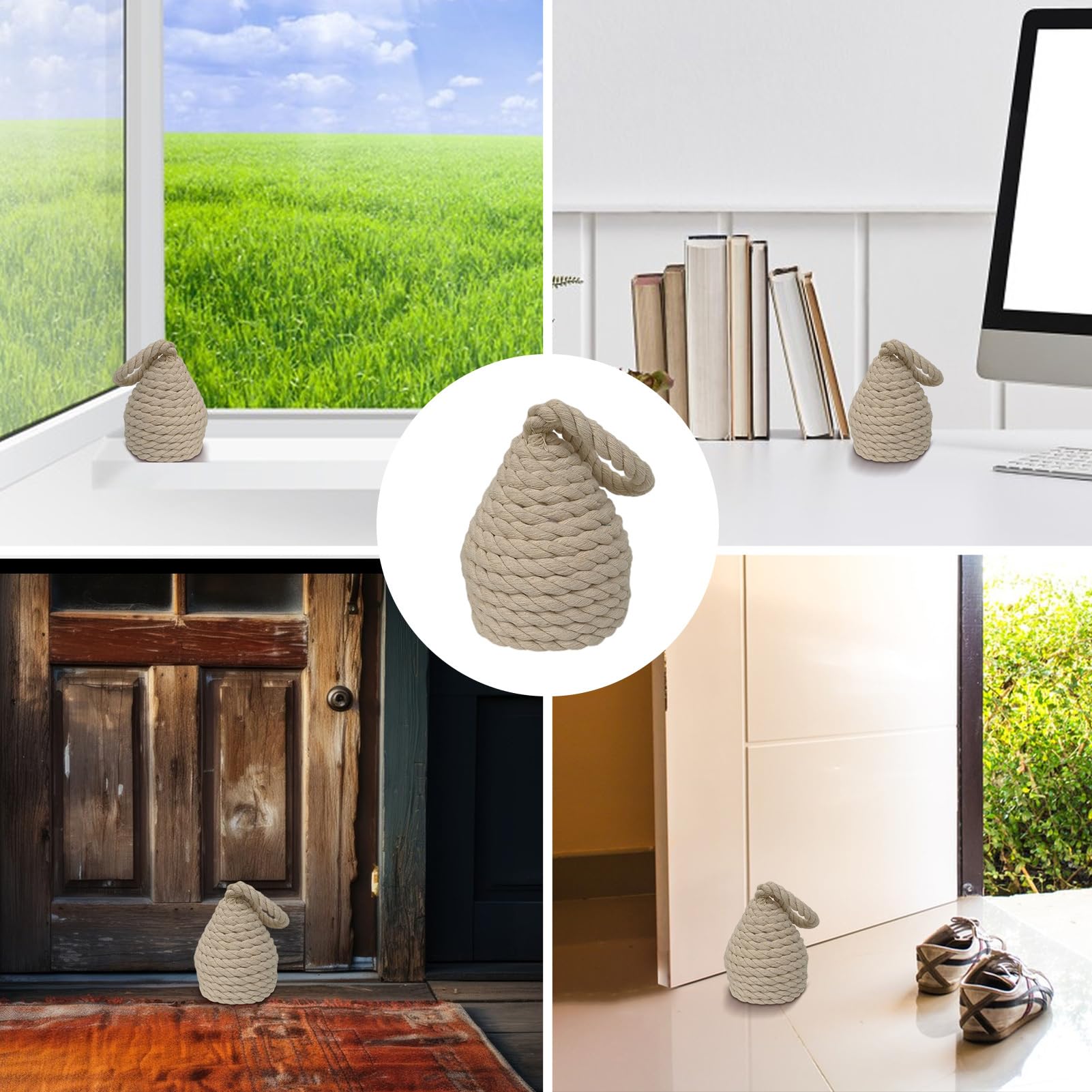 Fermaporta in corda, blocco pesante, maniglia elegante, fermaporta interna | con maniglia in corda, arresto decorativo moderno per ingresso, camera da , soggiorno, ufficio
