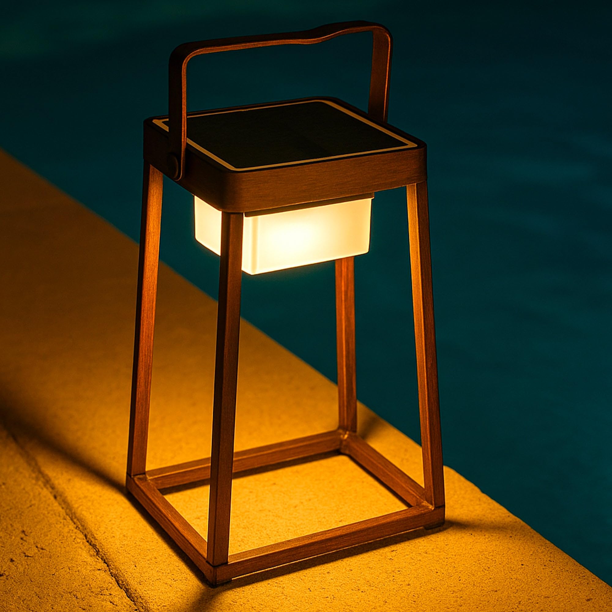 Verona H30cm aluminiowa lampa solarna z efektem drewna LED ciepła biel