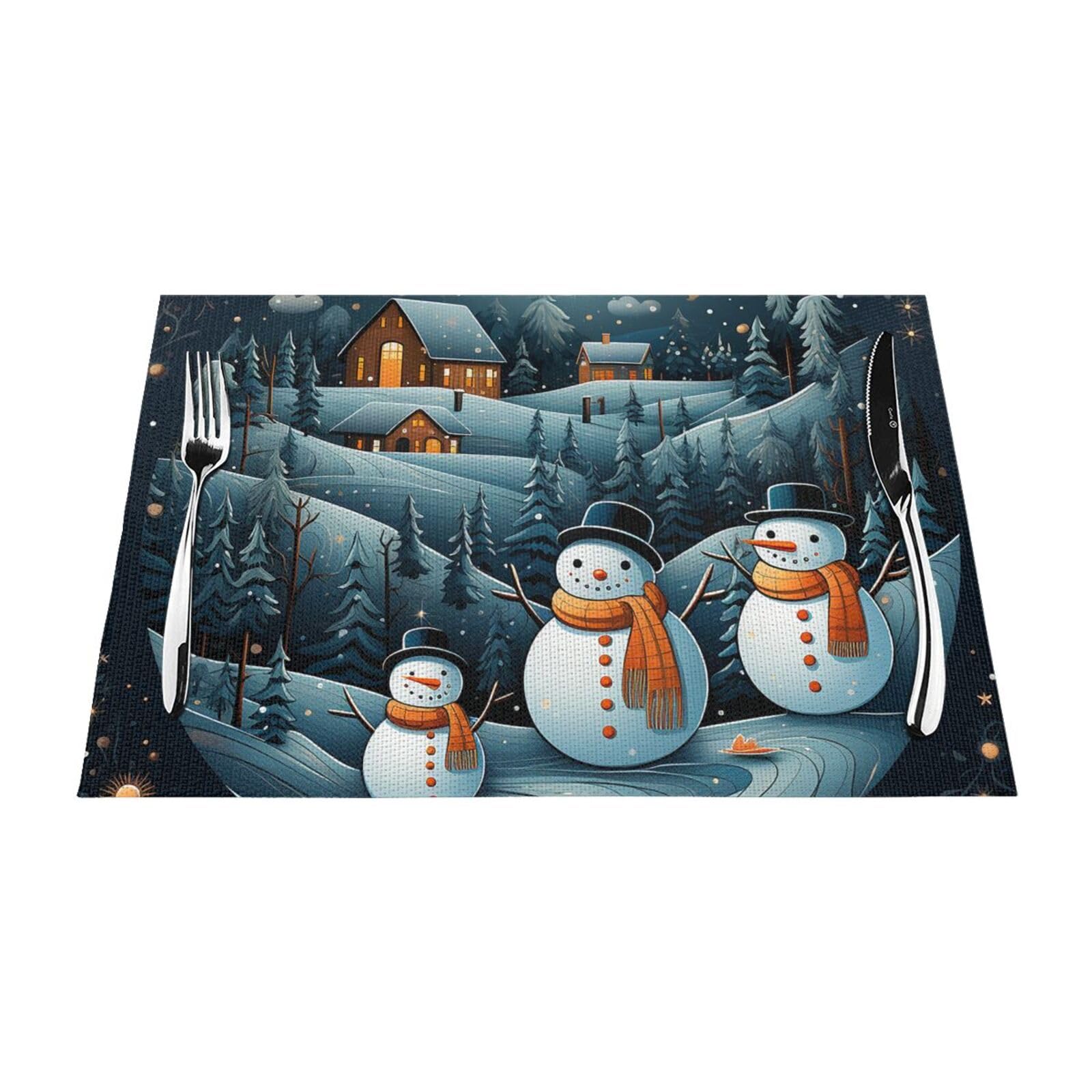 Sets de table de cuisine Père Noël en vinyle pour repas de fête en famille lot de 6