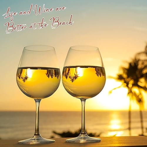 Miniatura 7 de Juego de 2 copas de vino flotantes extragrandes de 22 onzas, vasos reutilizables de plástico Tritan - Vasos versátiles con tallo para uso en