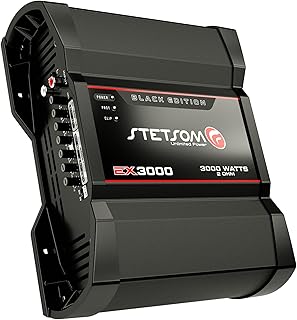 Stetsom EX 3000 Black Edition 2 Ohms Mono Car Amplifier, 3000.1 3K Watts RMS, 2Ω Stable Car Audio, Full Range HD Sound Quality, Crossover & Bass Boost, Car Stereo Speaker MD, Smart Coolers