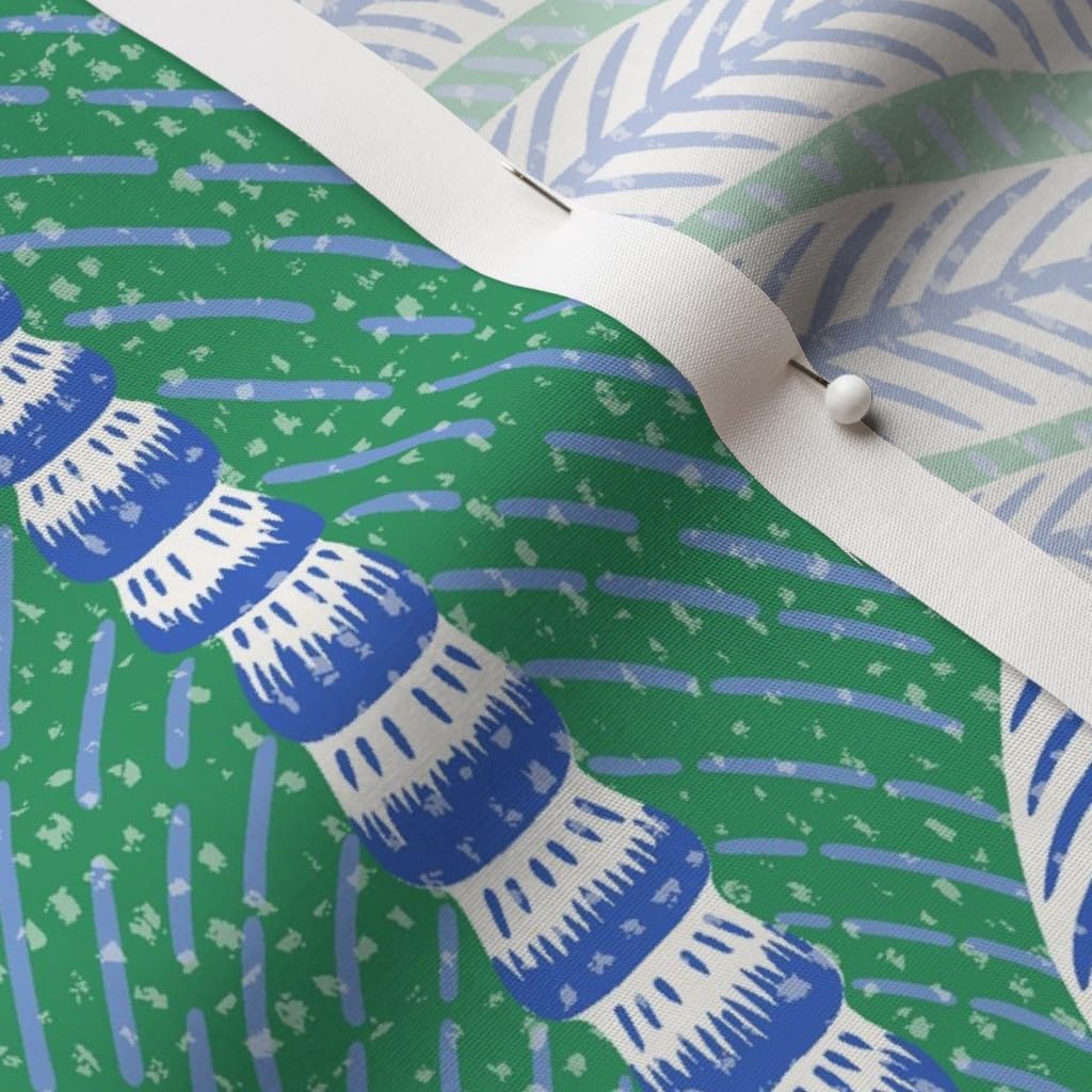 Spoonflower Fabric - Maximalist Palms Springs Oasis Chic Island Blue Green Large Scale Printed on Cotton Poplin Fabric by The Yard - Sewing Shirting Quilting Dresses Apparel Crafts