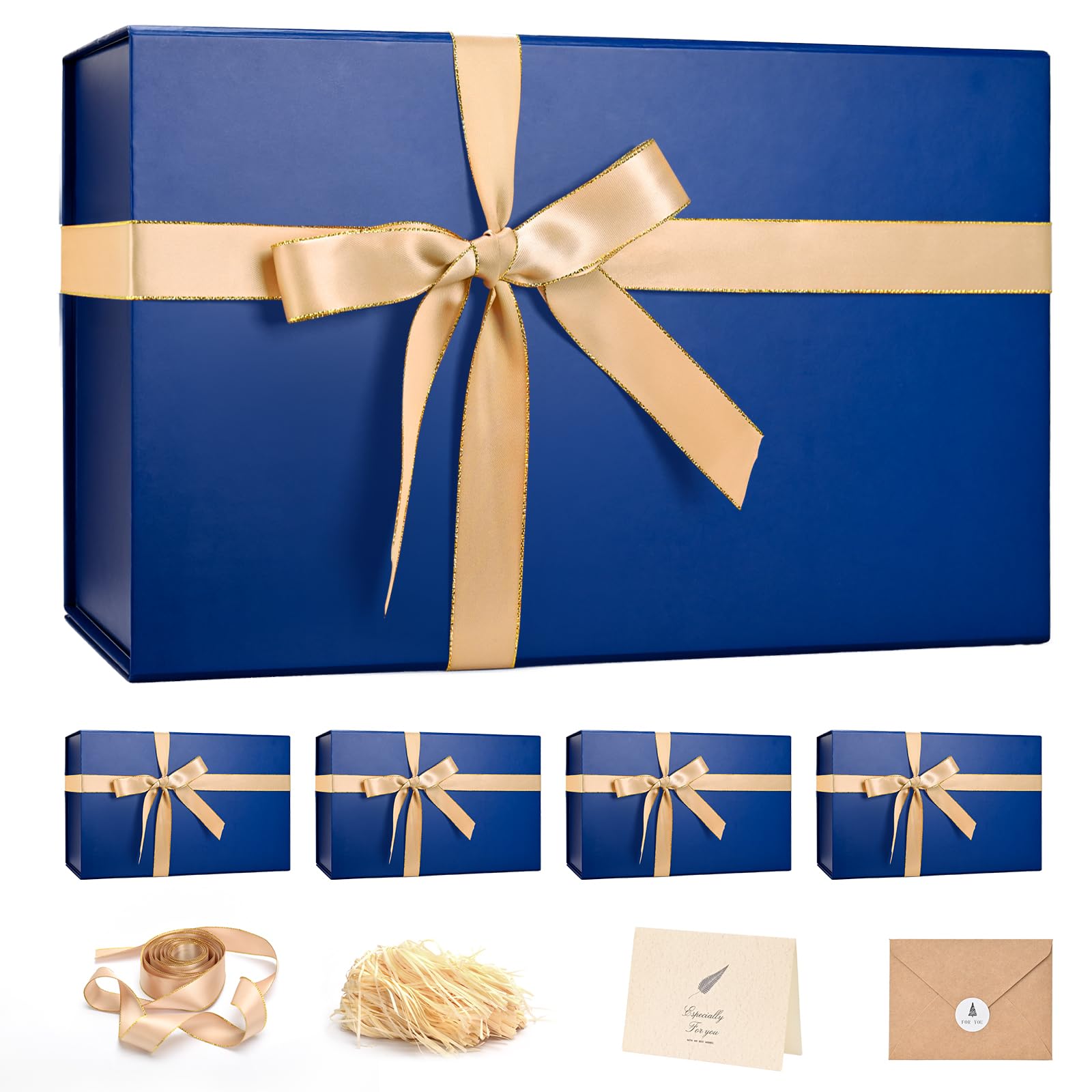 LIFELUM Große Geschenkbox, 35,6 x 21,6 x 11,4 cm, Weihnachts-Geschenkboxen mit Deckel, für Geschenke für Jahrestag, Hochzeit, Antrag, Geburtstag, Geschenkboxen mit zerkleinertem Füllkartonband