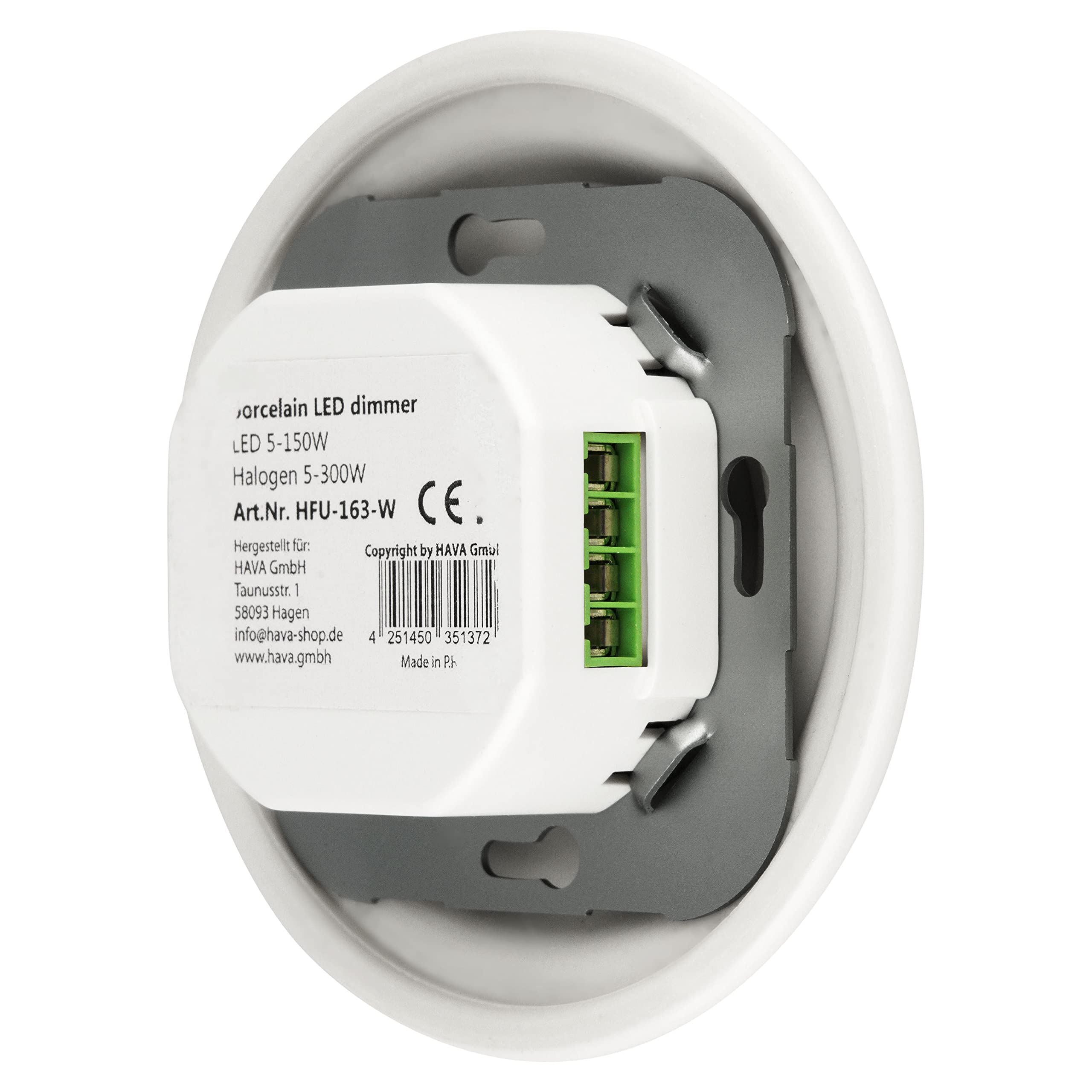 Faretto da incasso in porcellana retrò LED con interruttore a pressione I All-in-One I Serie PR1 bianco
