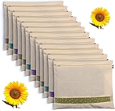 Zotexa Cotton Saree Bags Covers for Storage Of 12 Big Size (16 X 14 Inches) with Zip Closure for And Clothes Bags And Wardrobe Organizer Transparent Mesh Window Beige