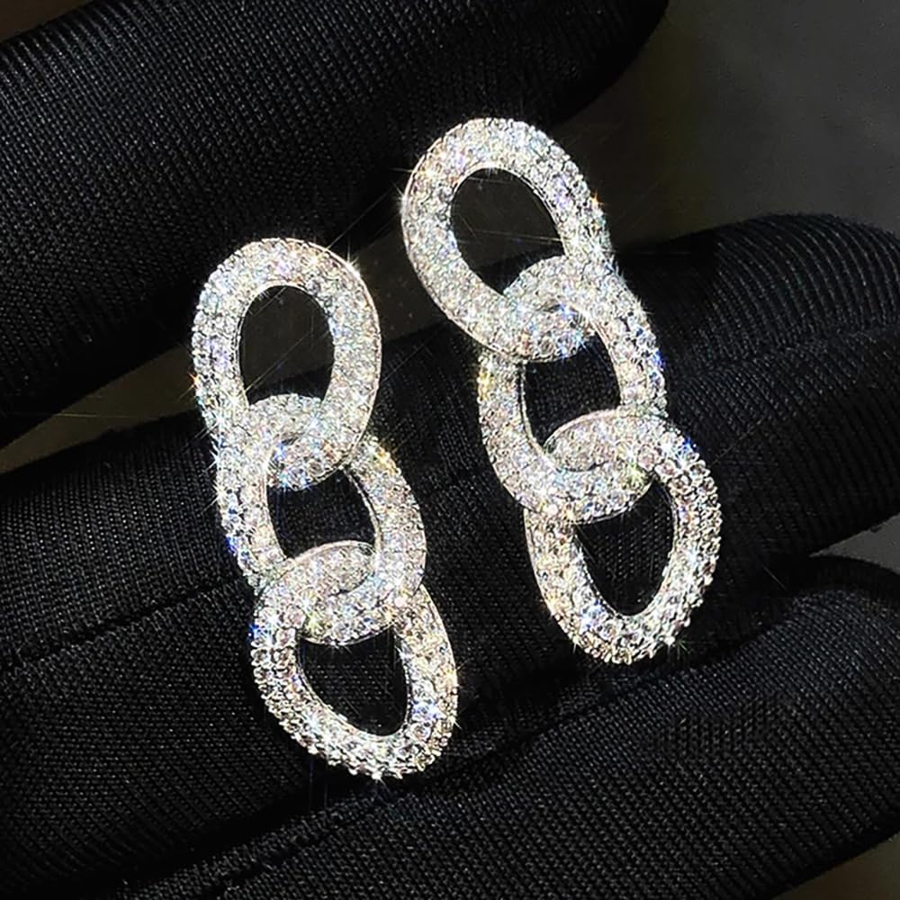 Geometric Chains Linked Dangle Earrings for Women Modern Fashion Jewelry