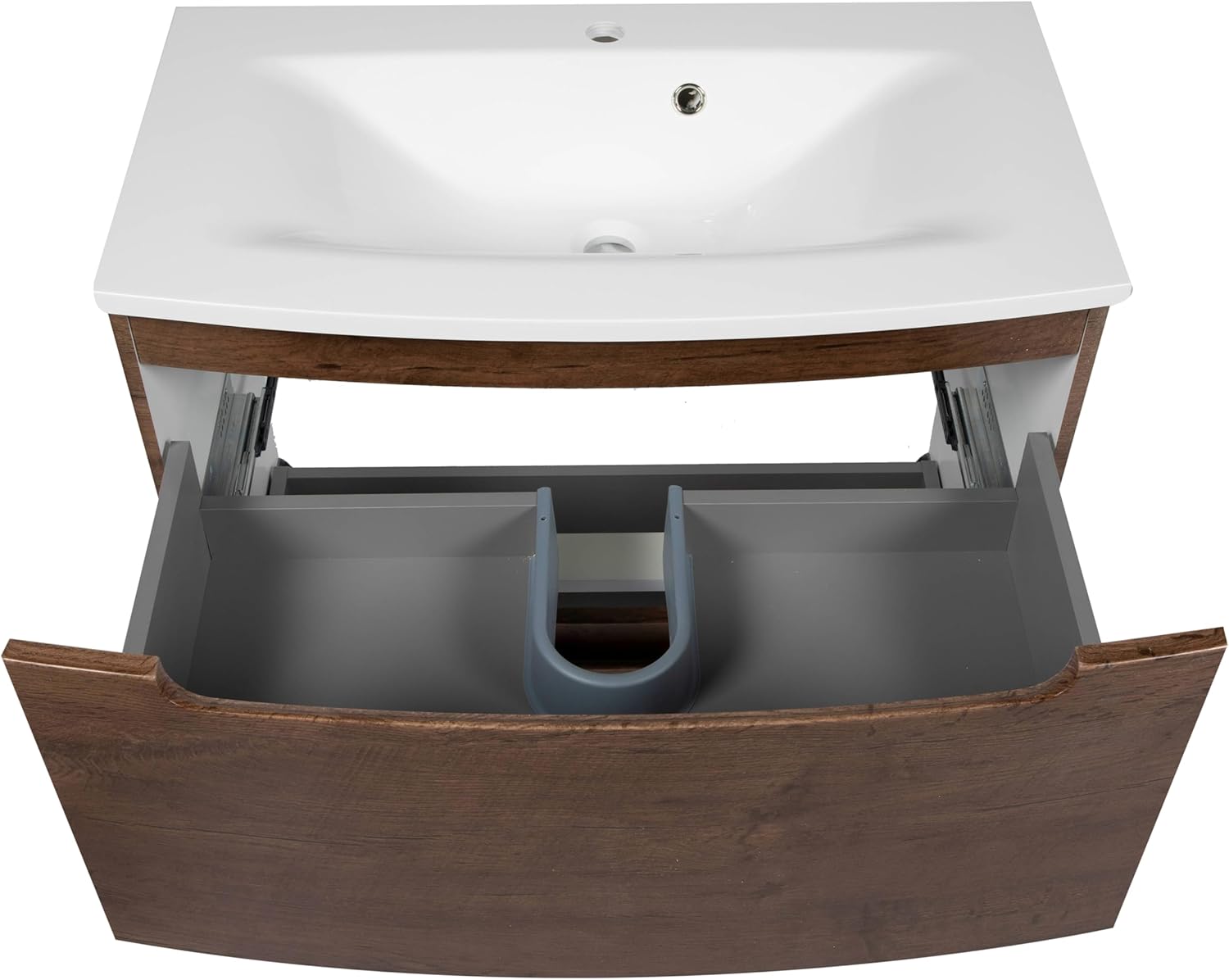 Modern Free Standing Bathroom Vanity with Washbasin | Deluxe Rosewood Mirror | Non-Toxic Fire-Resistant MDF-64 (32+32)-Omega Mirror 24"