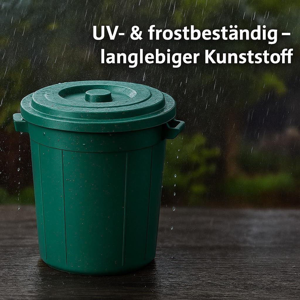 YourCasa Poubelle 50 l - Poubelle avec couvercle verrouillable - Poubelle avec poignées de transport pour jardin - Petite poubelle à nourriture ou récupérateur d'eau de pluie - Citerne à eau