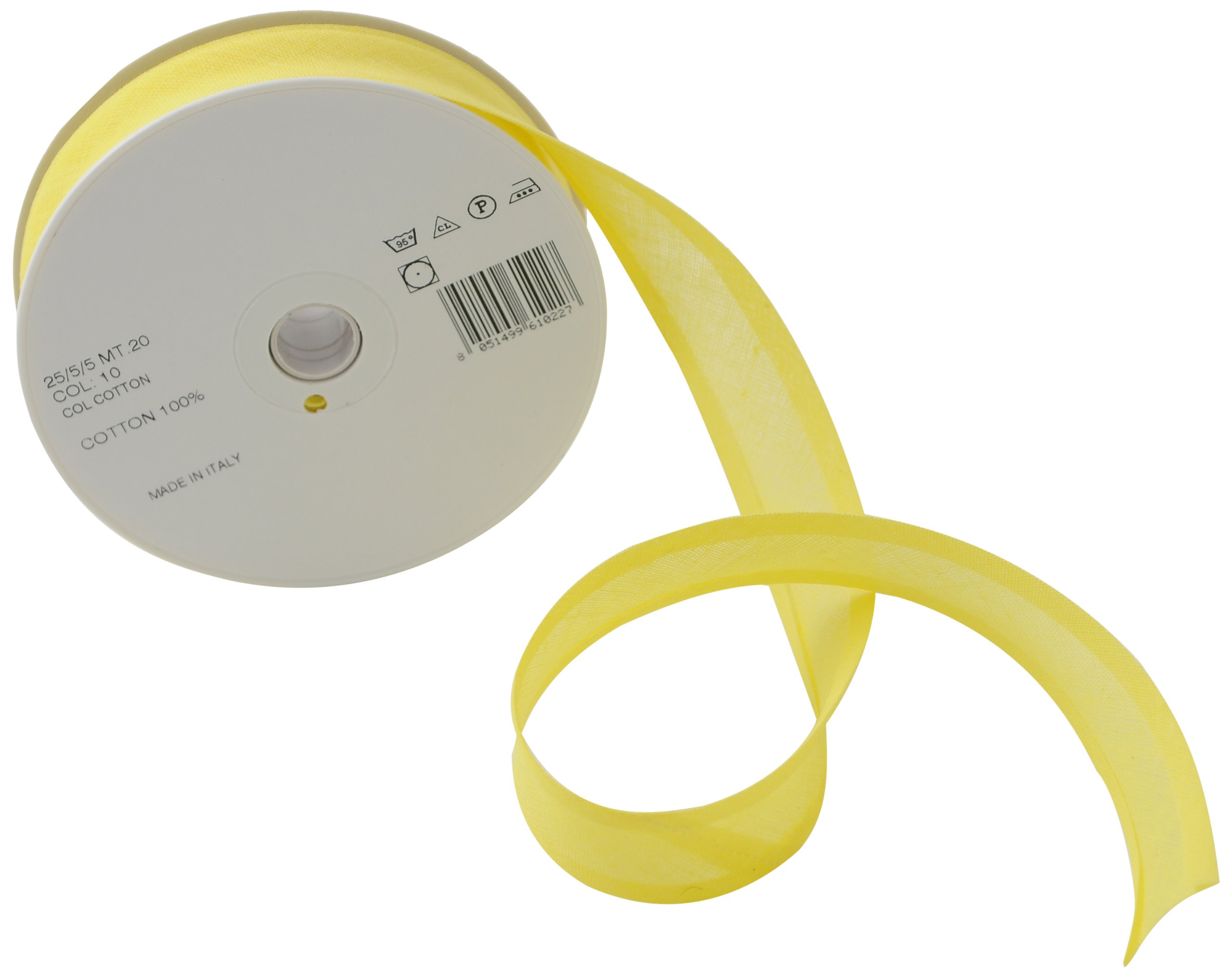 Inastri 25/5/5 mm Cotton Bias Binding, Yellow