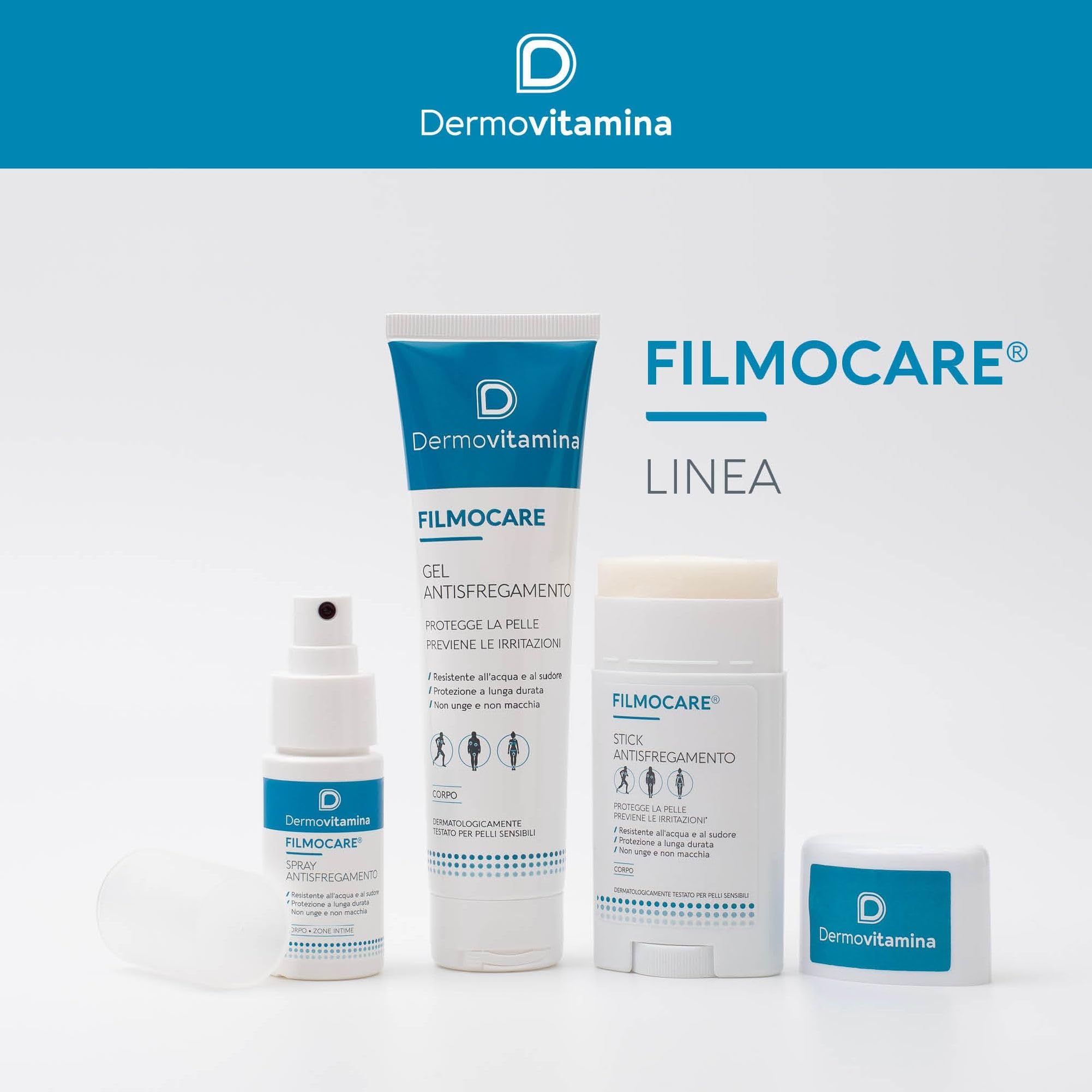 Dermovitamina Filmocare Spray Antisfregamento 30ml - Per Irritazioni da Sfregamento Cosce - Indicato per Sportivi - Lunga Durata - Resiste all' Acqua e al Sudore - Corpo e Zone Intime