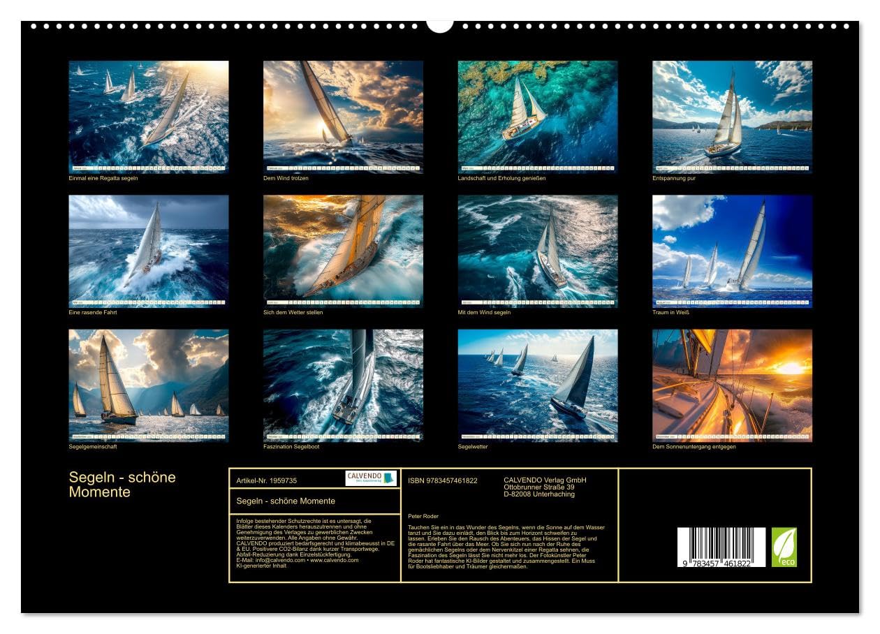 Segeln - schöne Momente (hochwertiger Premium Wandkalender 2026 DIN A2 quer), Kunstdruck in Hochglanz: Sonne, Wind und Wellen bis zum Horizont. (CALVENDO Sport)