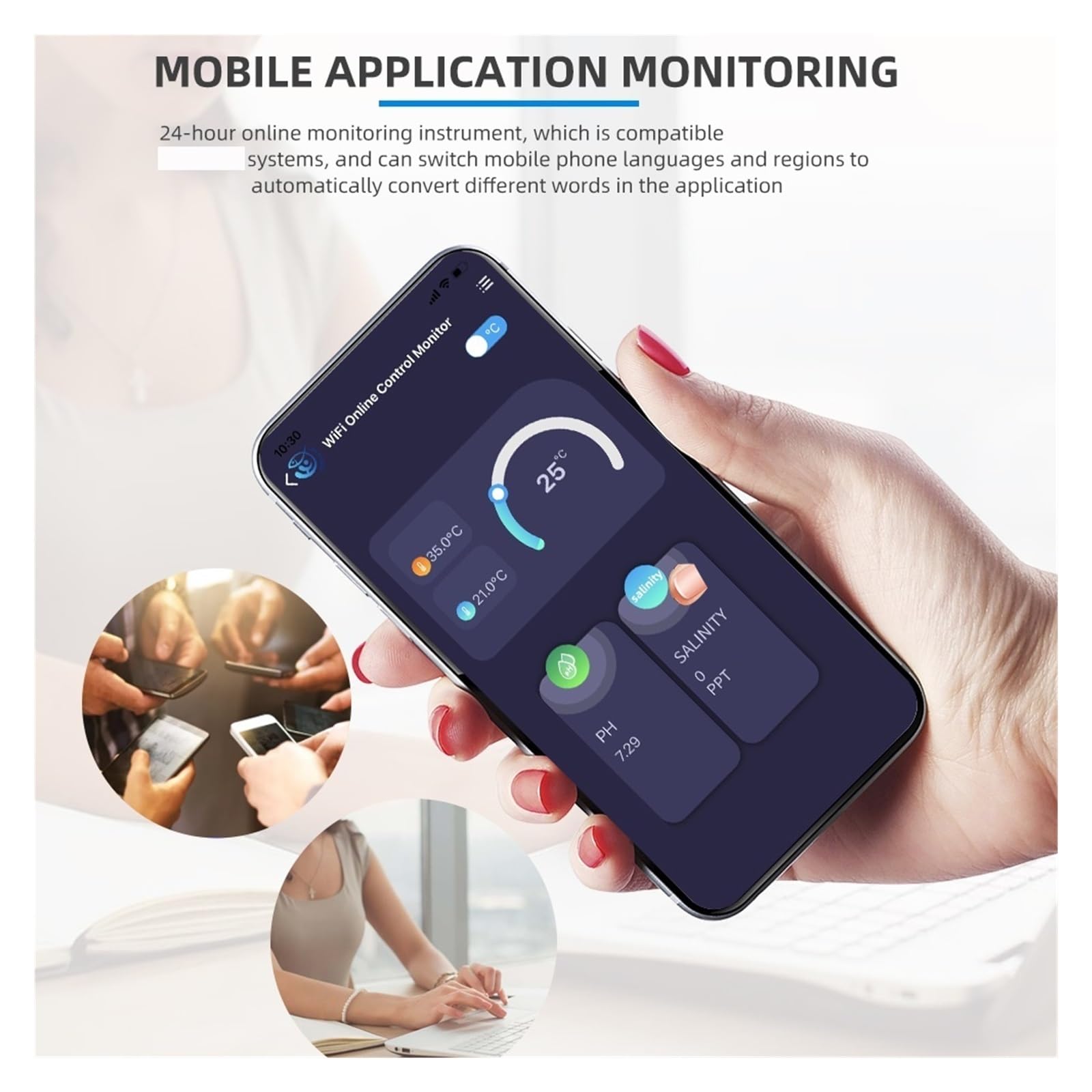 Medidor de calidad del agua multifunción 8 en 1, Monitor inteligente Digital PH EC TDS SALT SG.Temp ORP CF Tester,Extensamente probado