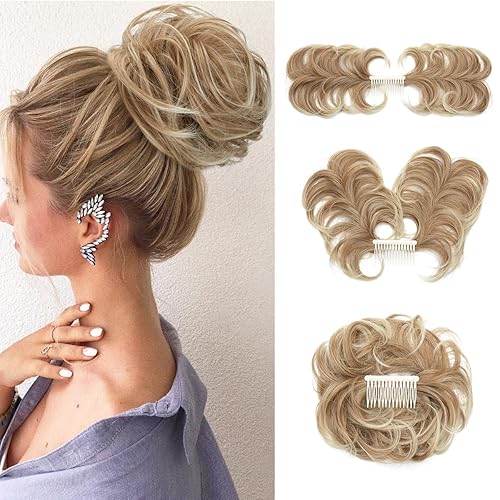 Miniatura 39 de Pieza de pelo de moño desordenado con peine lateral para mujer, clip en el moño de pelo para mujer, pelo corto natural liso, estilos ajustables Sal