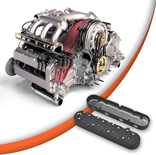 Miniatura 76 de Cubiertas de válvula de aluminio con aletas compatibles con bloque pequeño Chevy 58-86 Tall 327 350 400 - Plata pulida Plateado (sliver)