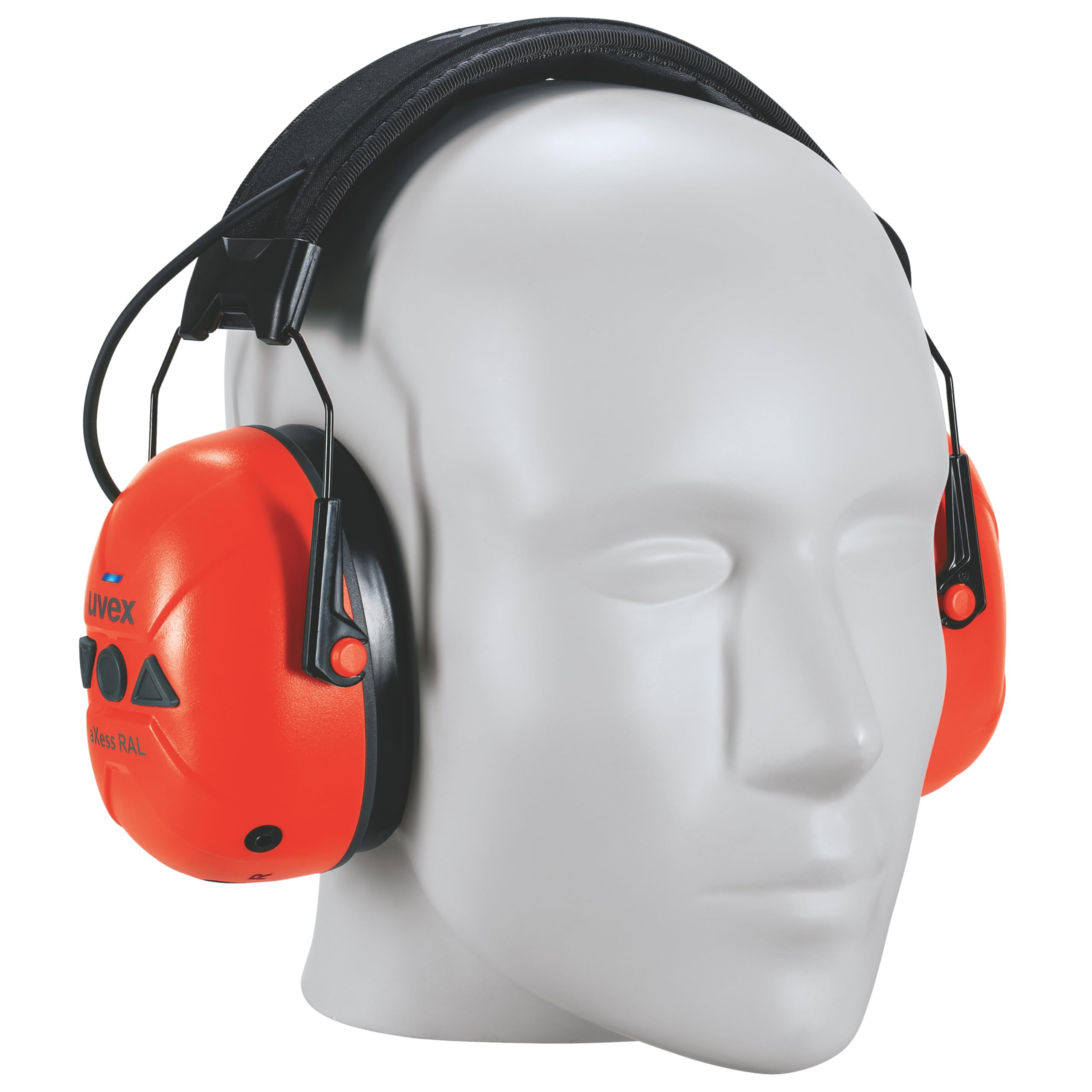 Uvex AXess RAL - Protección auditiva EN 352 - Cápsula de protección auditiva activa con refuerzo de ruido ambiental, limitador de nivel de sonido, SNR 31 dB e IP54, protección contra el agua y el