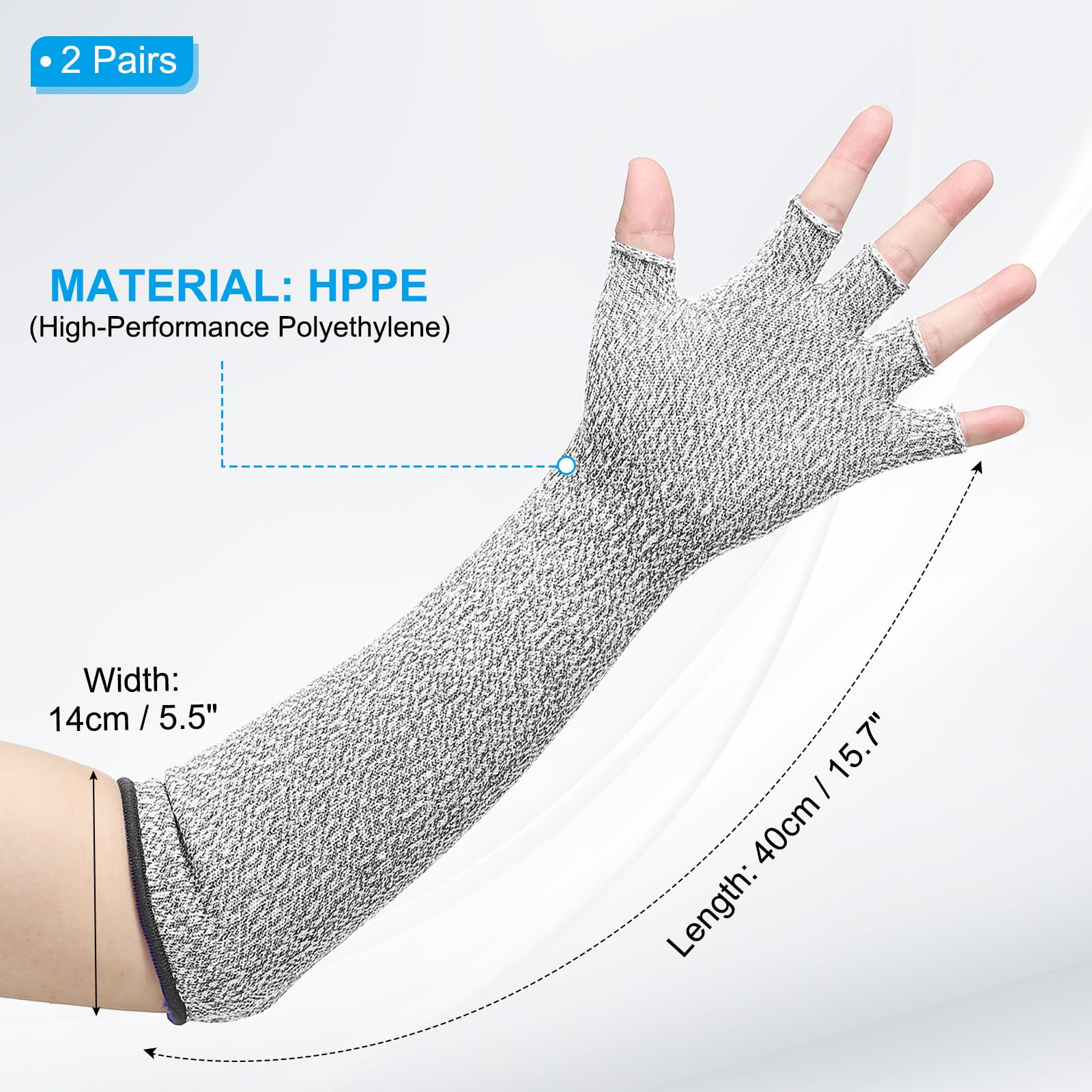 PATIKIL 16 Inch Cut Resistant Sleeves with Finger Grips - Image 2