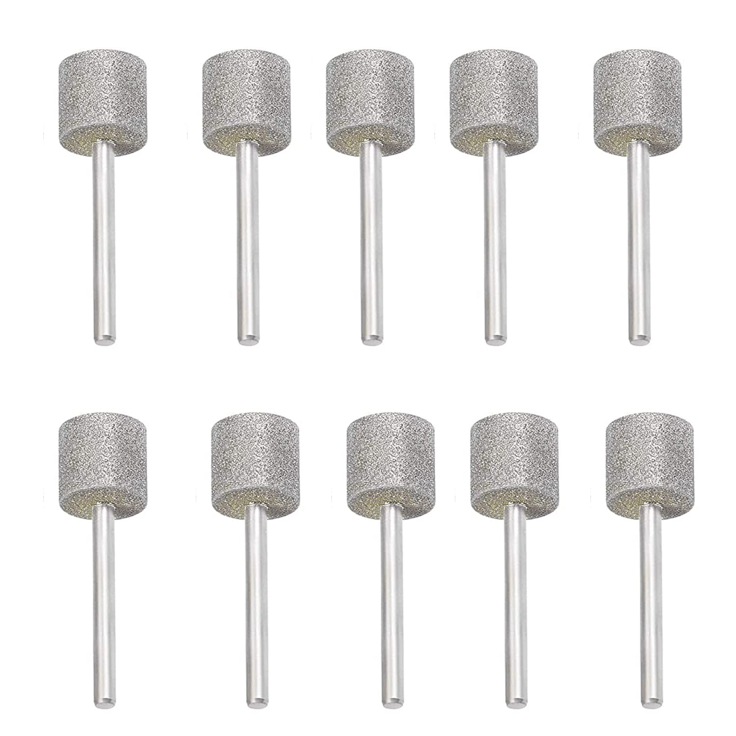 KEWAYO 10本セット 軸付き砥石 ダイヤモンド ダイヤモンド研削ヘッド 研削ヘッド 研削用ドリルビットシャンク3mm ヘッドの直径 12 mm
