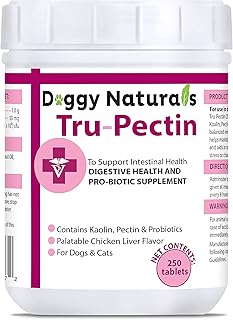 Tru-Pectin Anti-Diarrheal for Dogs & Cats, 250 Tabletsâ€“ Chicken Liver Flavor â€“Helps Reduce Occasional Loose Stool & Diarrhea, Balance Gut pH, Support Normal Digestion & Gut Flora -Made in USA