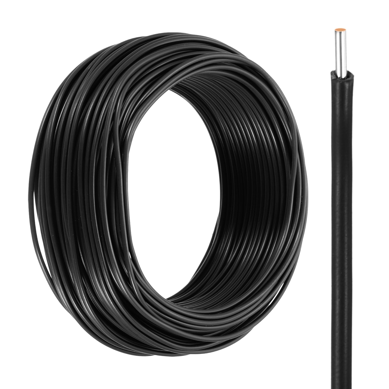 sourcing map UL1007 Solid Core Wire, 14 Gauge 100FT 300V 14 AWG Electrical Wire Tinned Copper PVC 80 Degree High Temp Internal Wiring for Fixed Installations, Appliances, Black — image 1