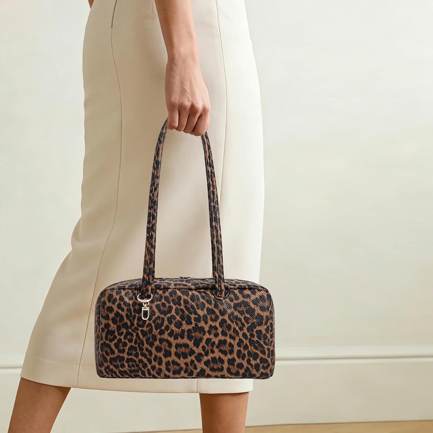 Leather Bowler Bag for Women, East-West Slouchy Shoulder Tote Bag image 2