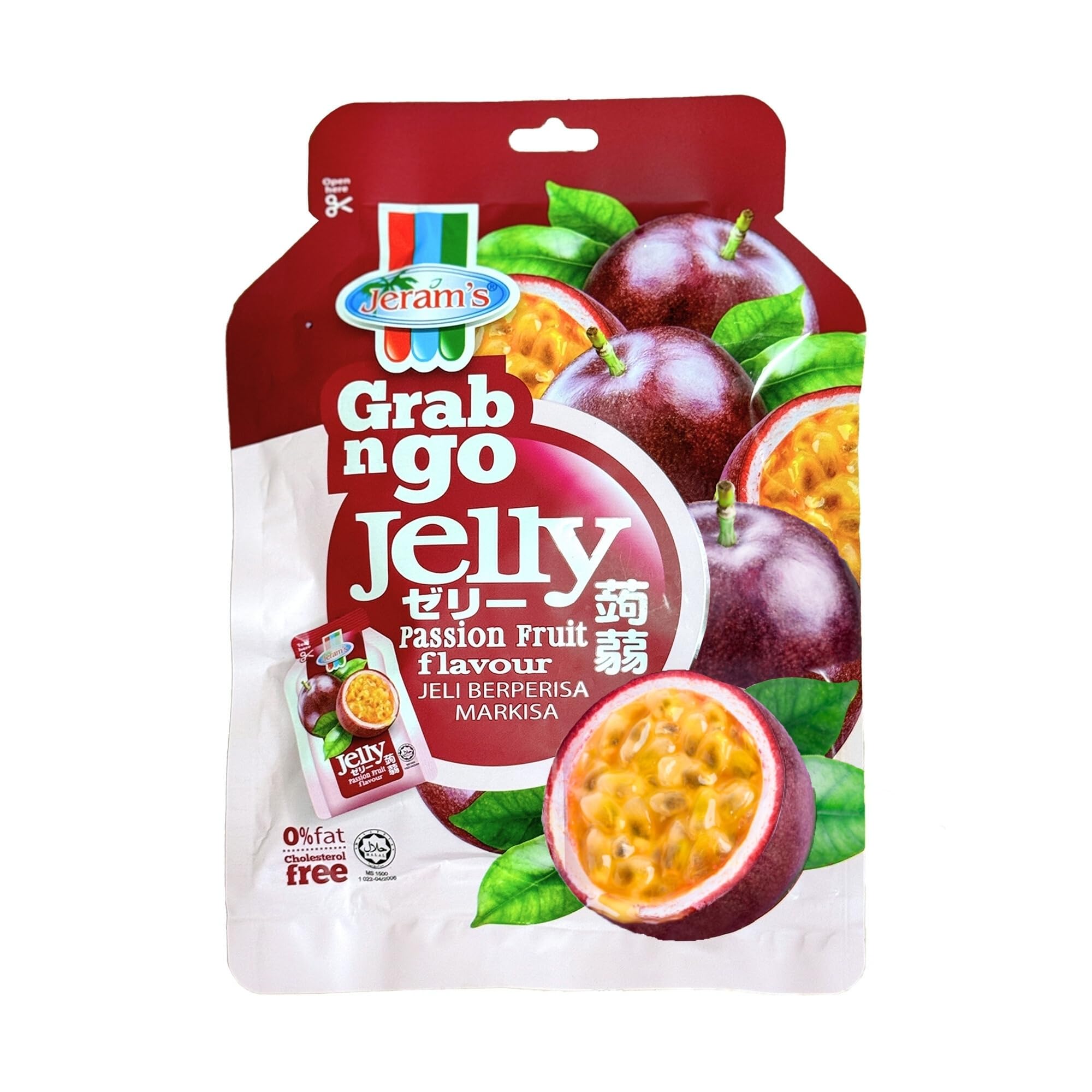 Jeram’s Grab n Go Passion Fruit Flavoured Jelly 180g | 10 Mini Cups | Juicy Fruit Jelly Snack | Fat & Cholesterol Free | Vegetarian & Halal Certified | Imported from Malaysia