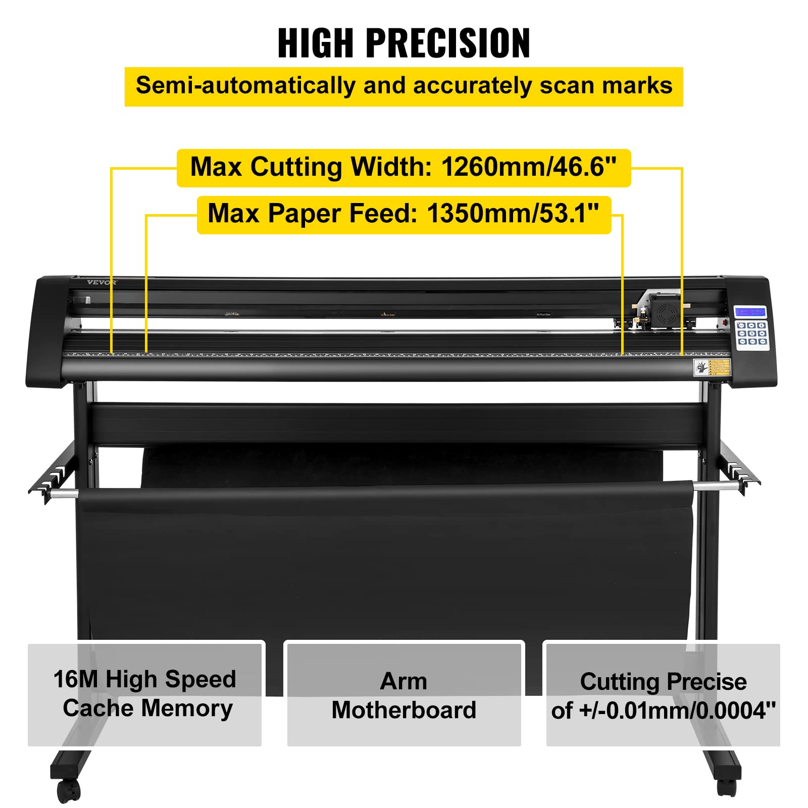 VEVOR Plotter Vinyl-Schneideplotter, 1350 mm, Vinylschneidemaschine, mit Signcut-Software, 95 W, effizient, präzise, mit LED-Digital-Panel zum Plotten und Schneiden