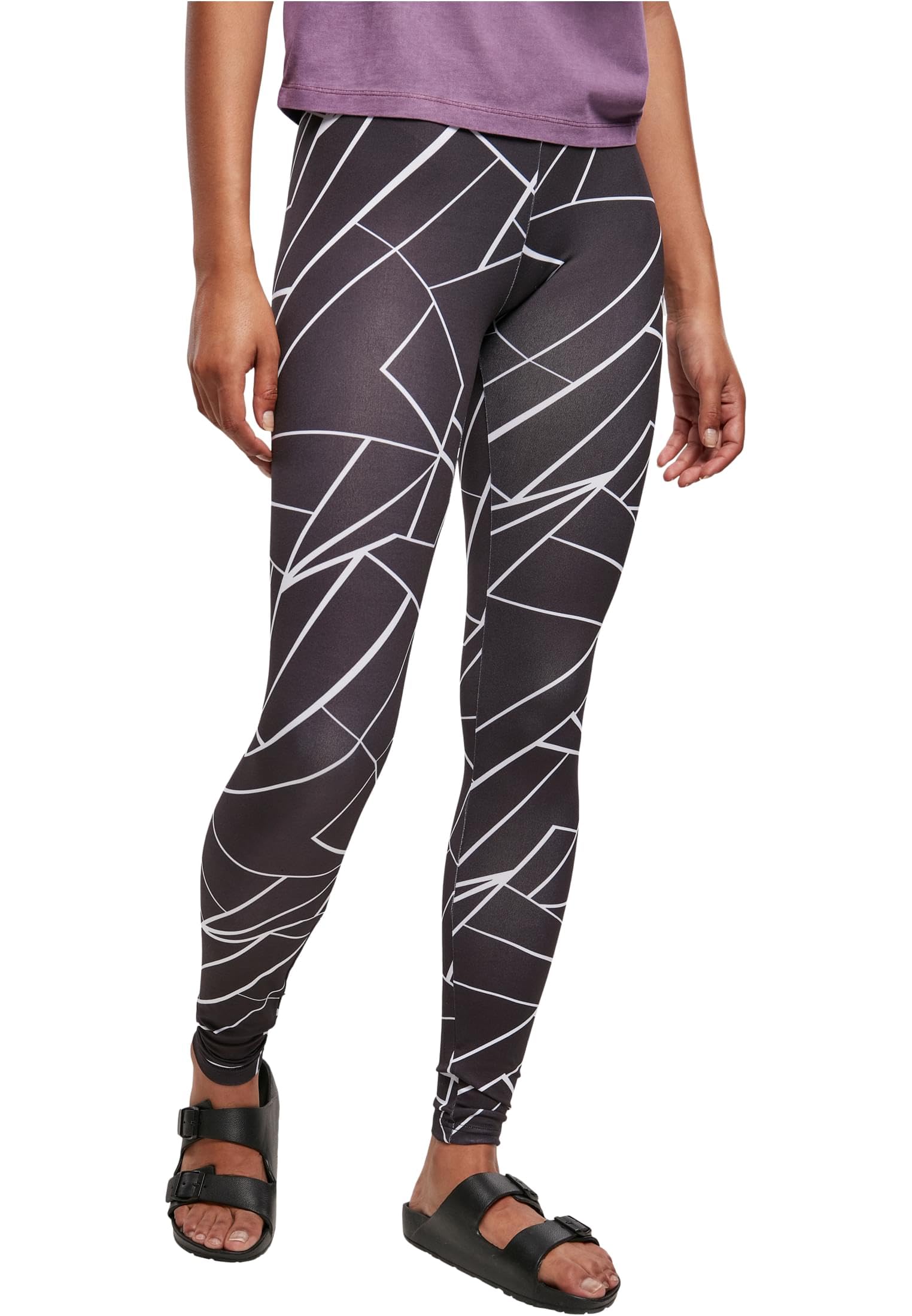 Urban Classics Women's AOP Leggings, Geometric Black, XXXXL