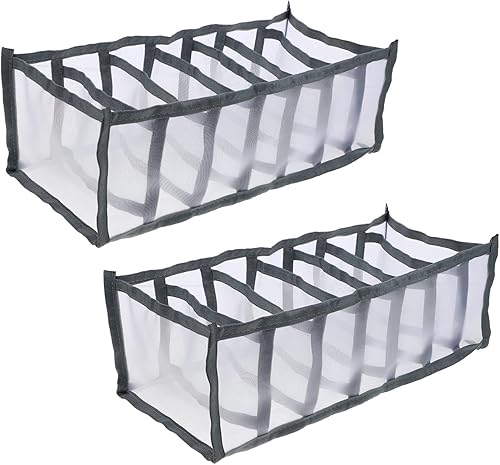 Caja de almacenamiento de malla para armarios debajo de la cama, organizador de ropa de 7 rejillas, organizador de pantalones lavables