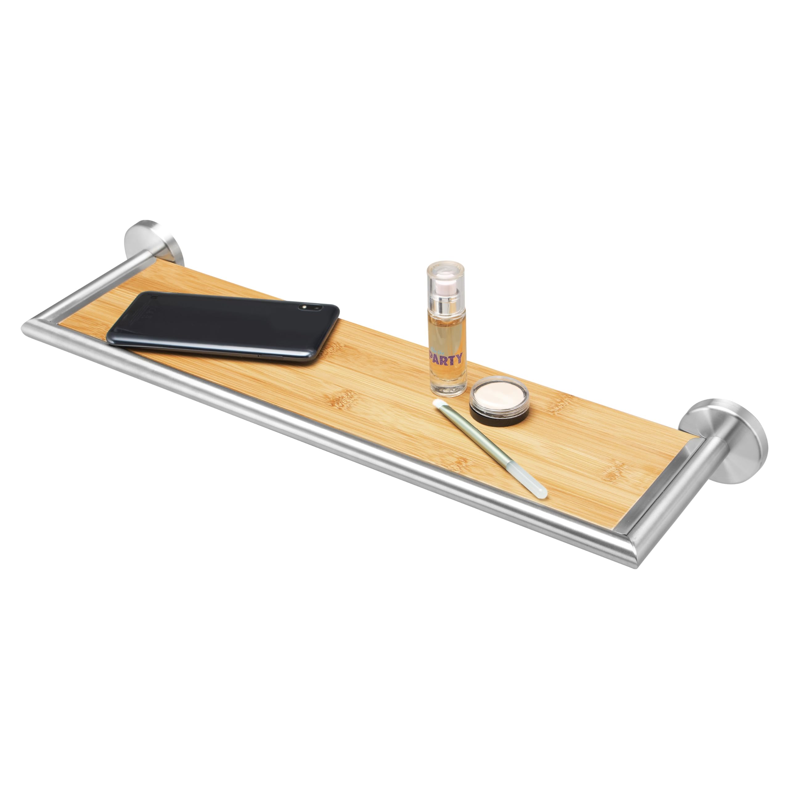 bremermann Bad-Serie Piazza Bambus - Badablage mit mattem Edelstahl-Rahmen,  Badregal ideal fr Bad und Dusche, Ablage aus Bambus und Edelstahl, matt :  ...